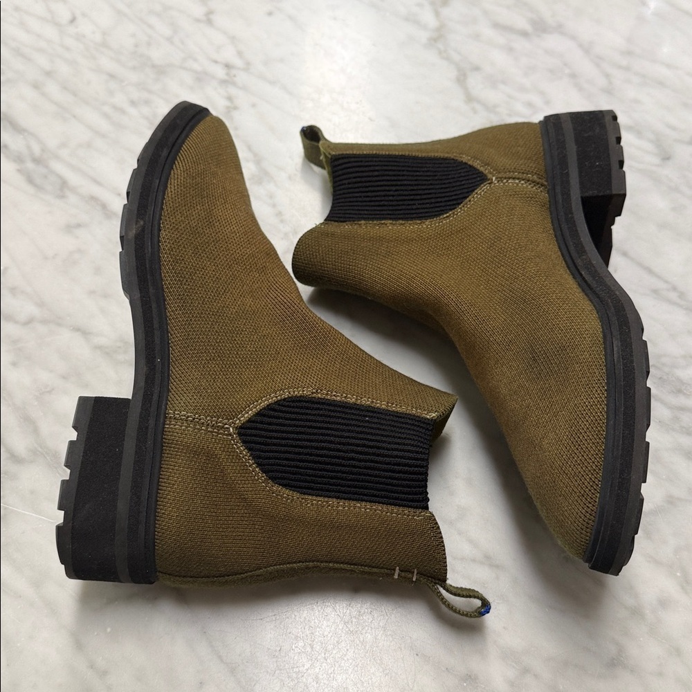 Rothy's Women's The Lug Sole Slip on Chelsea Boot in Brown Chartreuse size 8 TTS - Picture 7 of 16